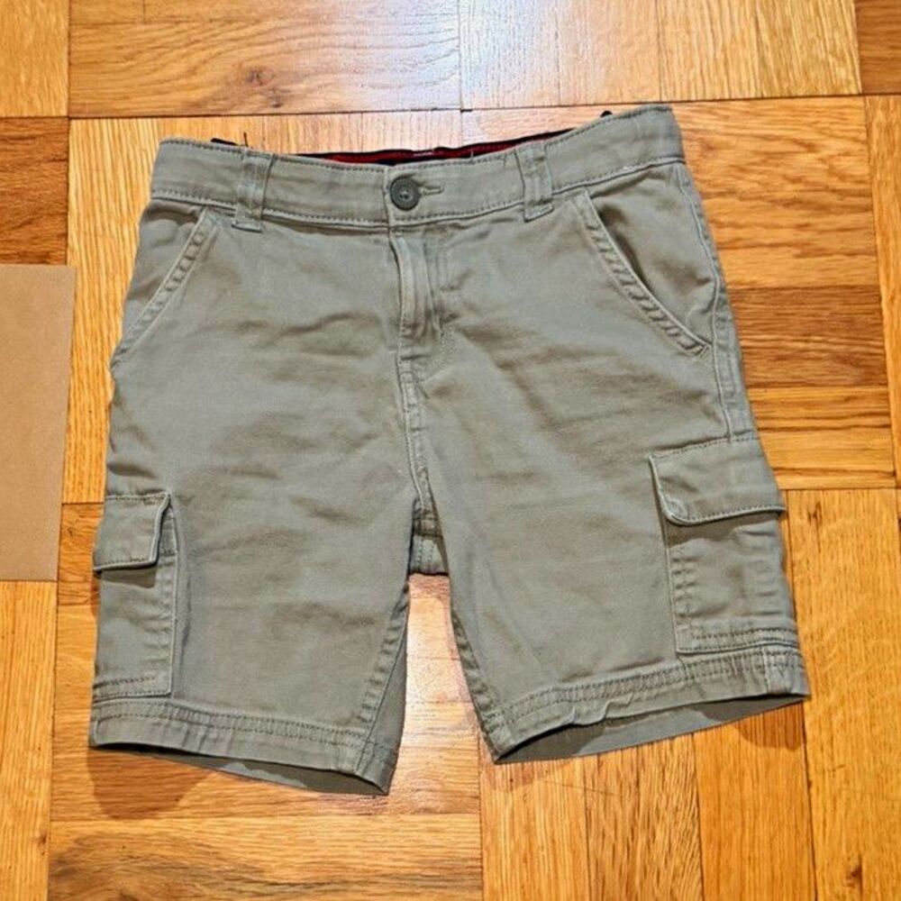 Levi’s Boys Cargo Shorts Size 6/7 Reg Khaki Green Stretch Cotton Utility Shorts
